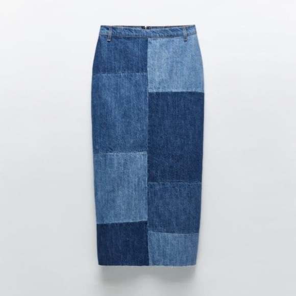 Zara Colourblock Denim Skirt - Picture 3 of 14